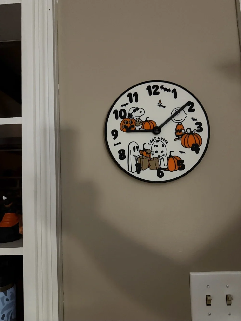 Peanuts Halloween Wall Clock – White and Orange